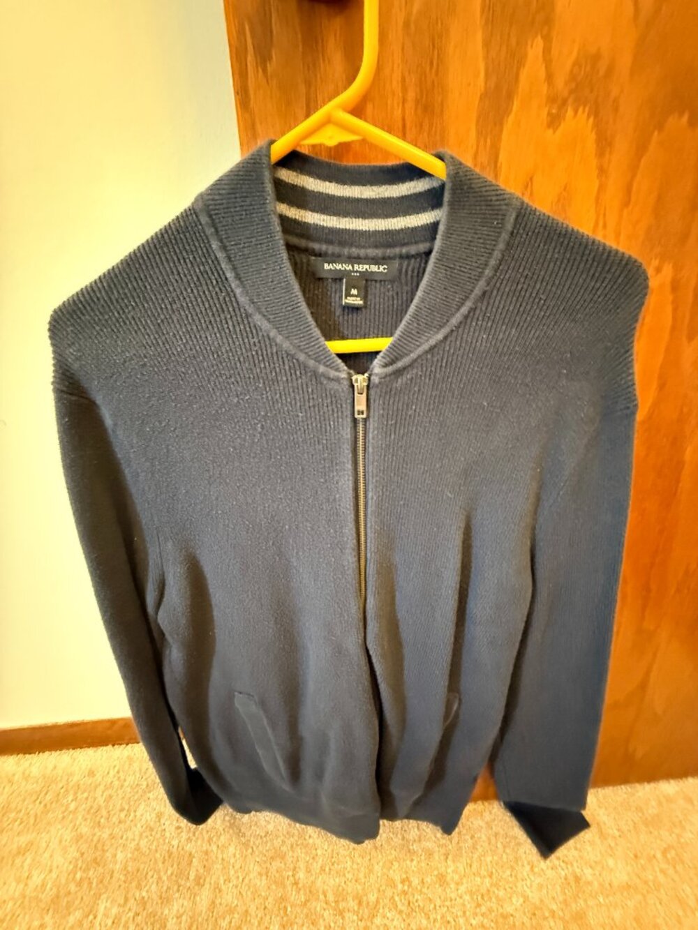 Banana Republic Men's Full Zip Knit Sweater Medium Blue